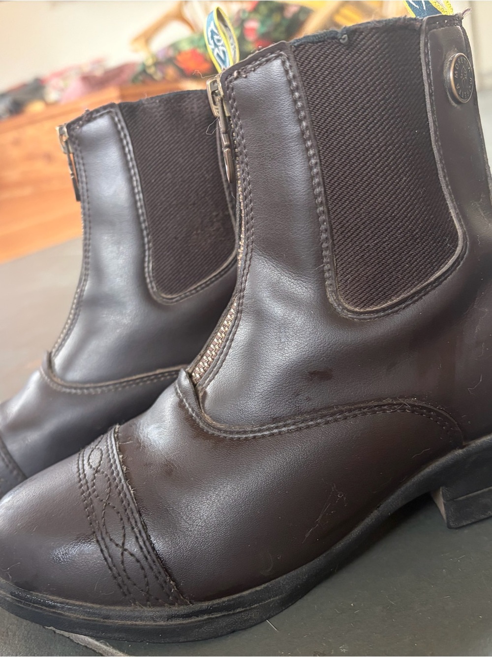 Moretta Girl’s Equestrian Brown Front-Zip Boots